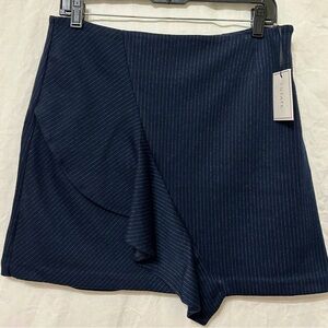 NWT 1.STATE Ruffle Pinstripe Mini Skirt Navy